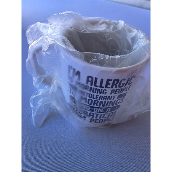 Im Allergic To Morning People Ceramic Coffee Mug 11 Oz White With Black Text - Picture 4 of 4